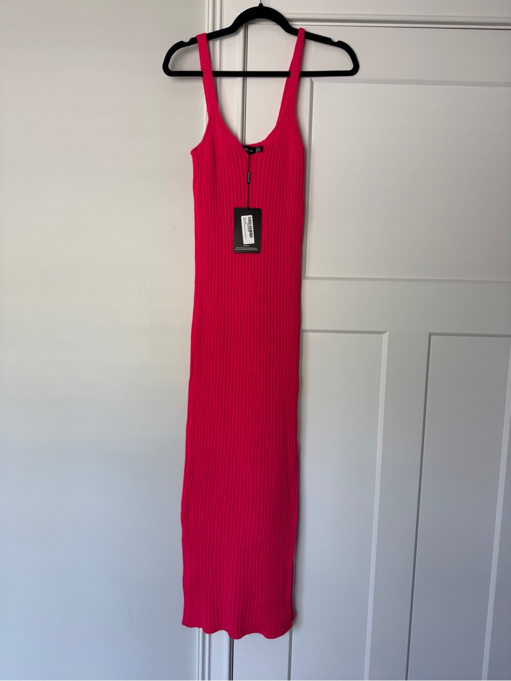 PrettyLittleThing Ribbed Fuchsia Maternity Midi Dress